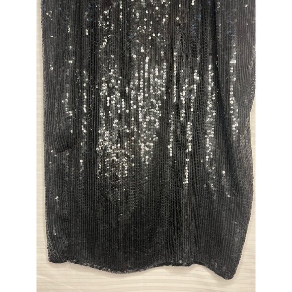 Black Fully Sequin Pencil Skirt 1X Elegant Partywear Midi Silk Loose Elastic - Picture 6 of 16